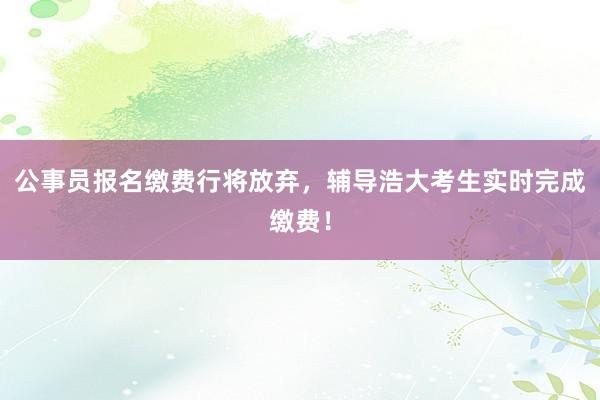 公事员报名缴费行将放弃，辅导浩大考生实时完成缴费！